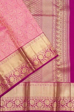 pink pure silk saree with intricate zari embroidery