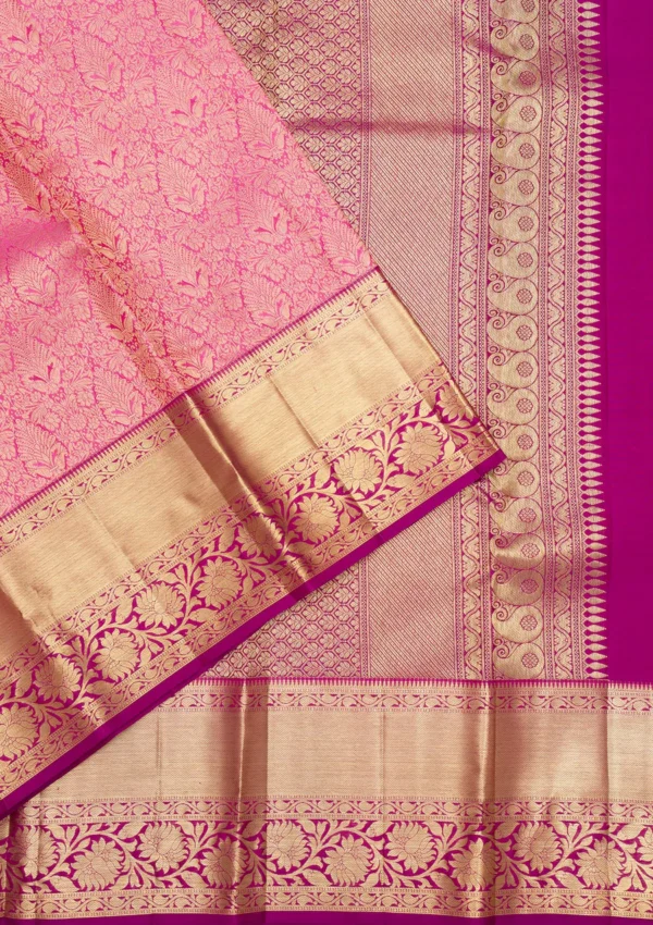 pink pure silk saree with intricate zari embroidery