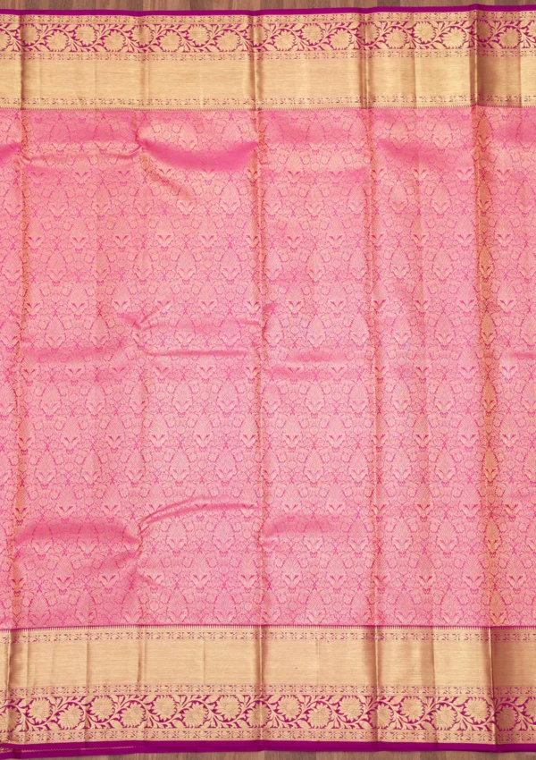 pink pure silk saree with intricate zari embroidery