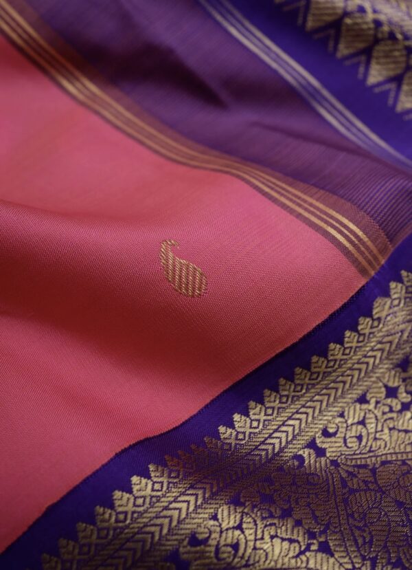 punch pink kanjivaram silk saree with zari border