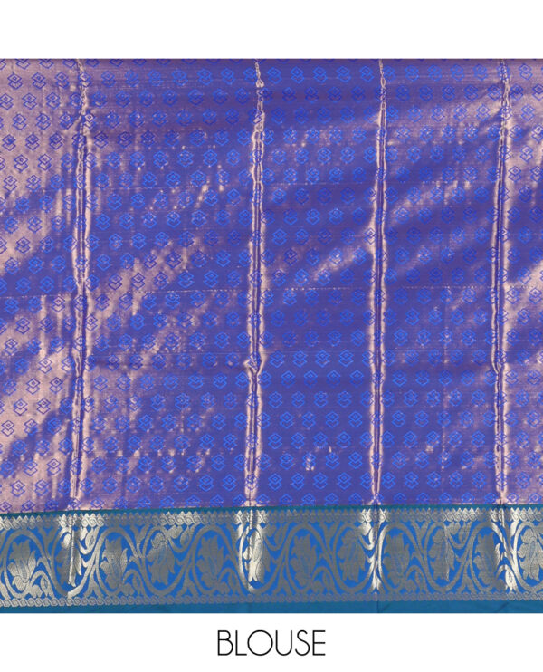 purple jacquard saree with contrast traditional border and jaal pallu