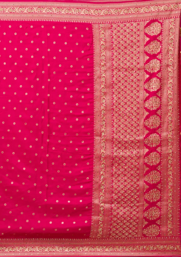 rani pink banarasi silk saree with zari embroidery