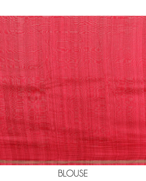 red chanderi cotton saree with polka dots and contrast border