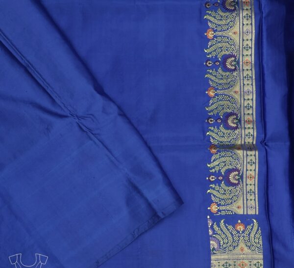 sapphire blue banarasi silk saree with intricate woven design