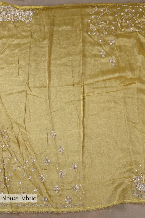 yellow & peach ombre tissue organza saree with gota dori and sequins embroidery